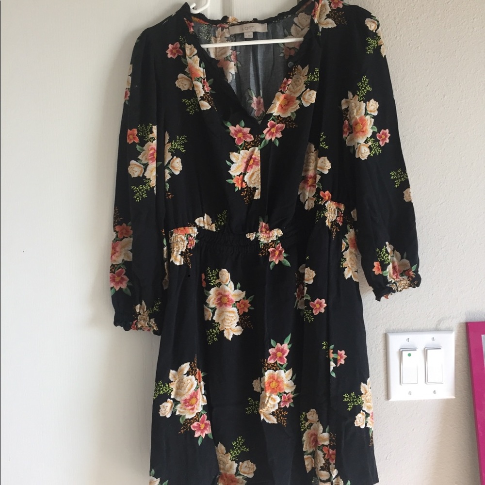 Loft Long Sleeve Floral Dress M